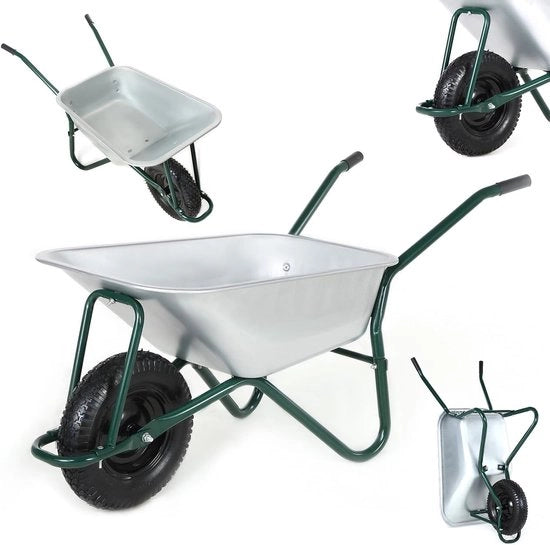 Carrello a ruote 250 kg 100 L Costruzione Giardino Carrello di trasporto con pneumatici - Verde