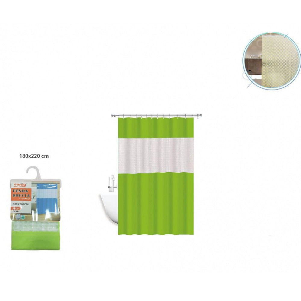 Trade Shop - Tenda Doccia Vasca Impermeabile Antimuffa Verde 3d 180 X 220 Cm Giuntura 52134 -