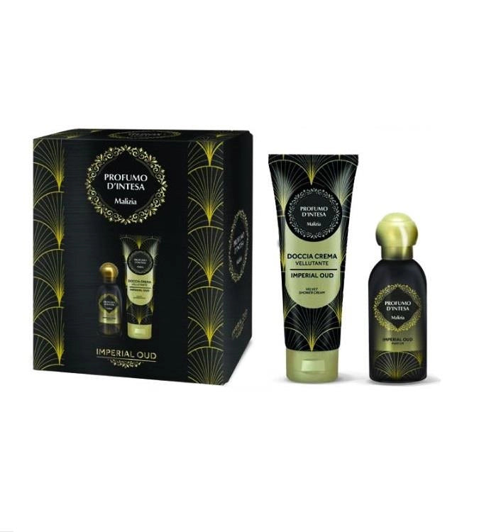 MALIZIA CONFEZIONE REGALO PROFUMO IMPERIAL OUD NERO + DOCCIA CREMA VELLUTANTE