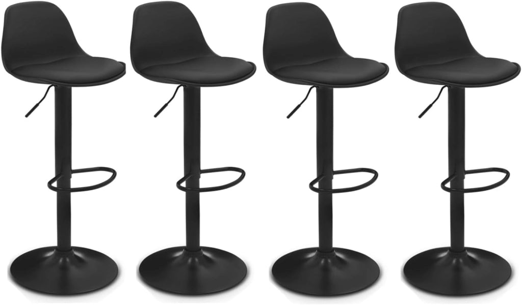 Lote de 4 taburetes de bar negros de diseño KARL con patas negras