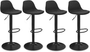 Lote de 4 taburetes de bar negros de diseño KARL con patas negras