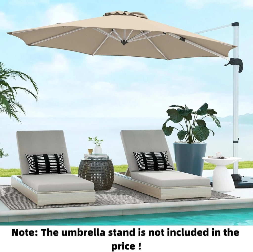 Ombrellone da Giardino Rotondo 3x3, Ombrellone da Balcone Girevole a 360°, Ombrellone Parasole con Manovella, Inclinabile e Regolabile, Ombrellone da Cortile, Terrazza, Ø 340 cm, senza Base