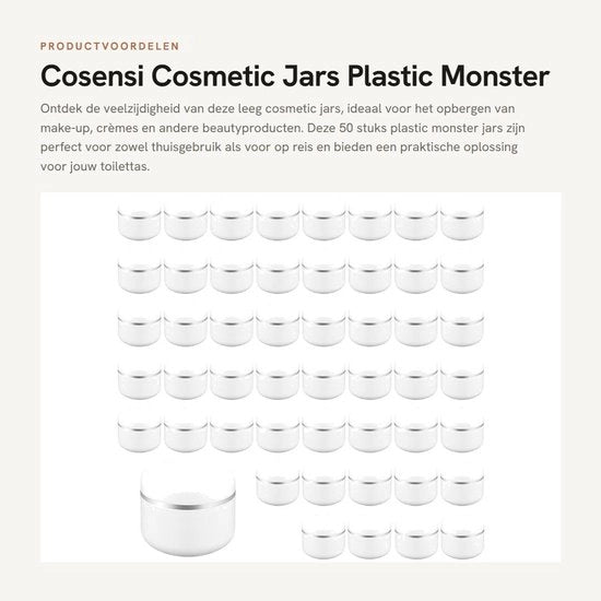 Contenitori Cosmetici da 50 Stuks - 50g - Contenitori di Conservazione con Coperchio - Resistenti ai Prodotti Alimentari - Leggeri - Contenitori da Viaggio - Chiusura Perfetta