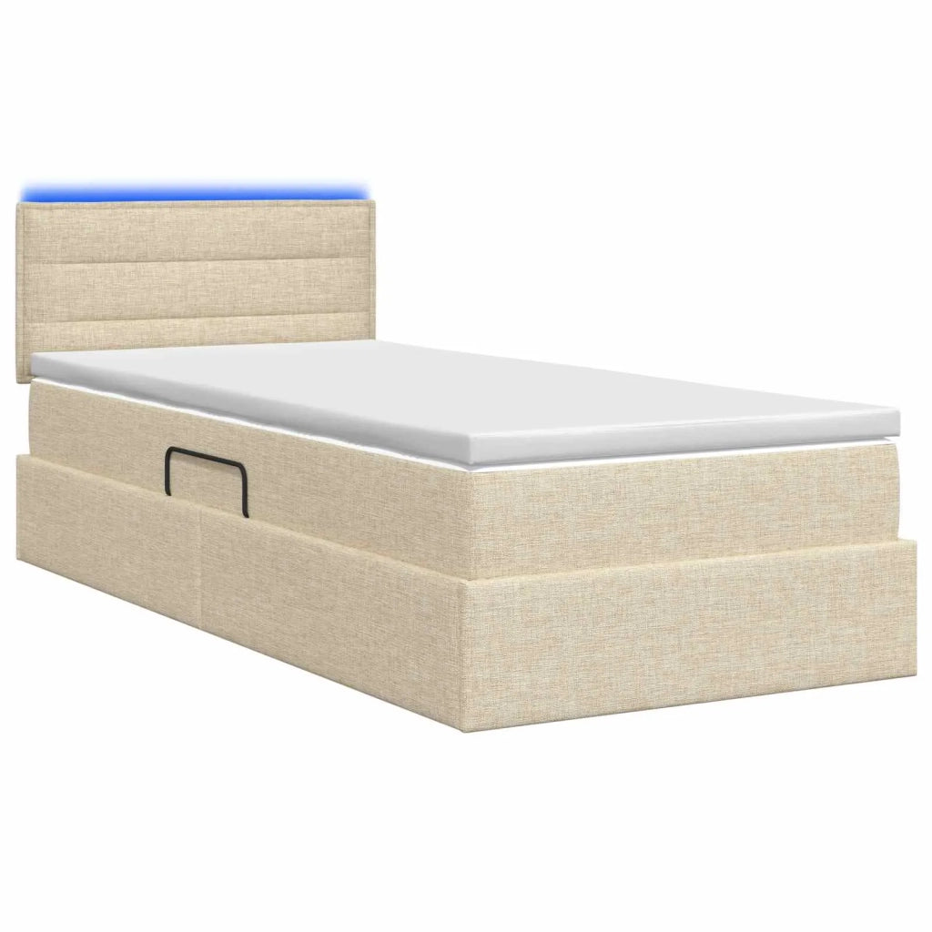 Letto con contenitore LED e materasso Crema 90 x 200 cm Tessuto 3458977