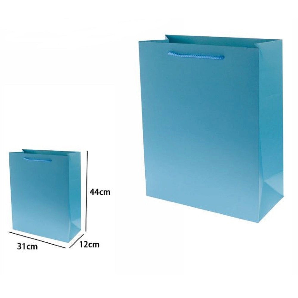 Trade Shop - Set 3pz Buste Borsa Regalo Sacchetti 44x31x12cm 69905 Celeste Con Manico Cordino -