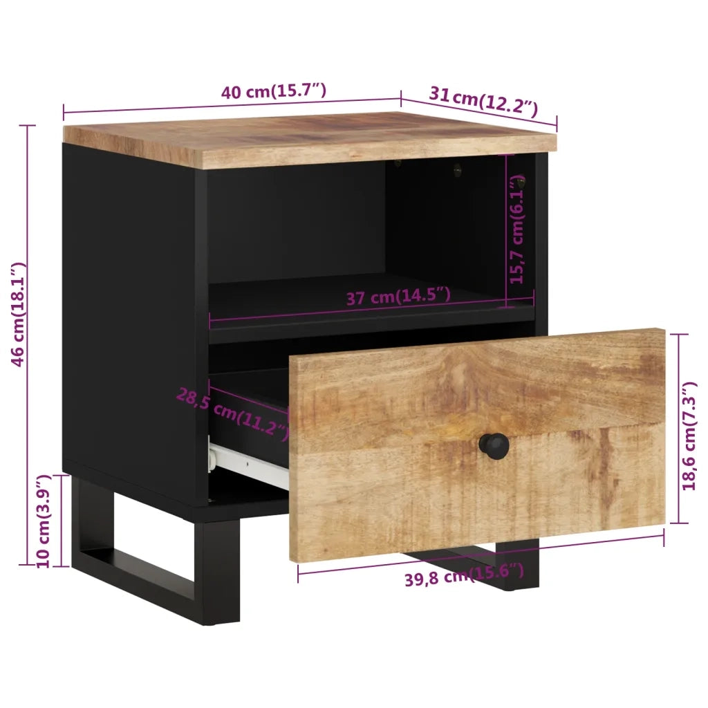 Comodini 2pz in Legno Massello di Mango e Legno Multistrato cod mxl 30601
