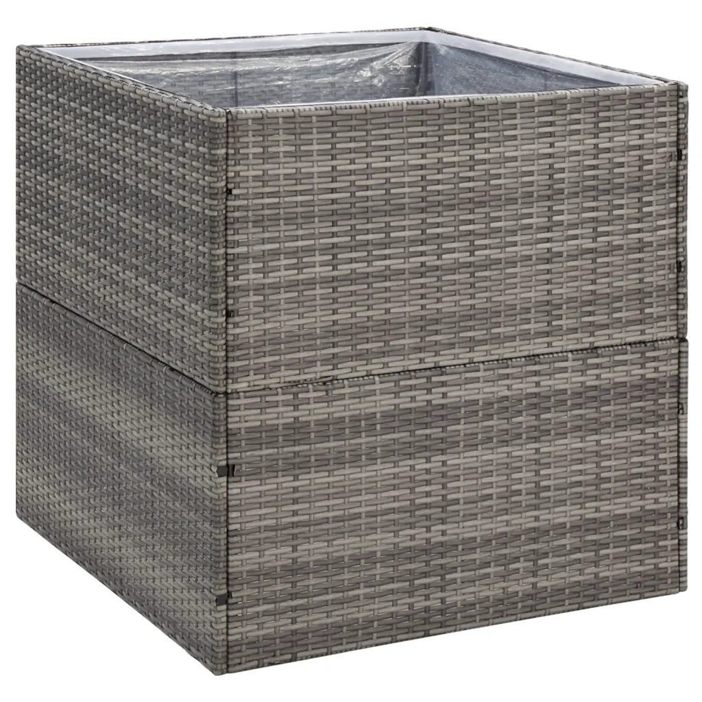 Fioriera da Giardino-Vaso da Esterno-Contenitore per Piante Grigia 80x80x80 cm in Polyrattan