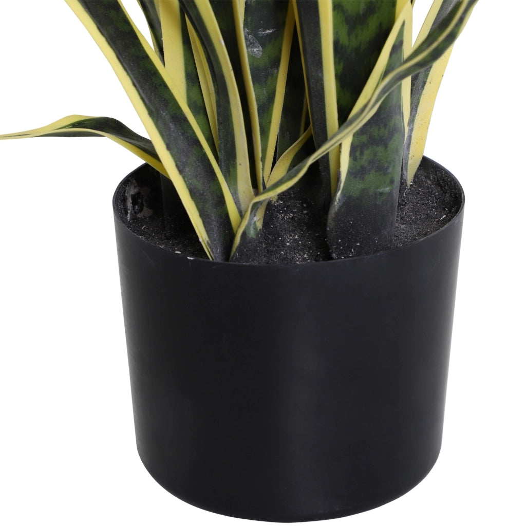 EasyComfort Sanseveria Artificiale Pianta Finta Realistica con Vaso, Ø15cm x 80cm, Verde e Giallo