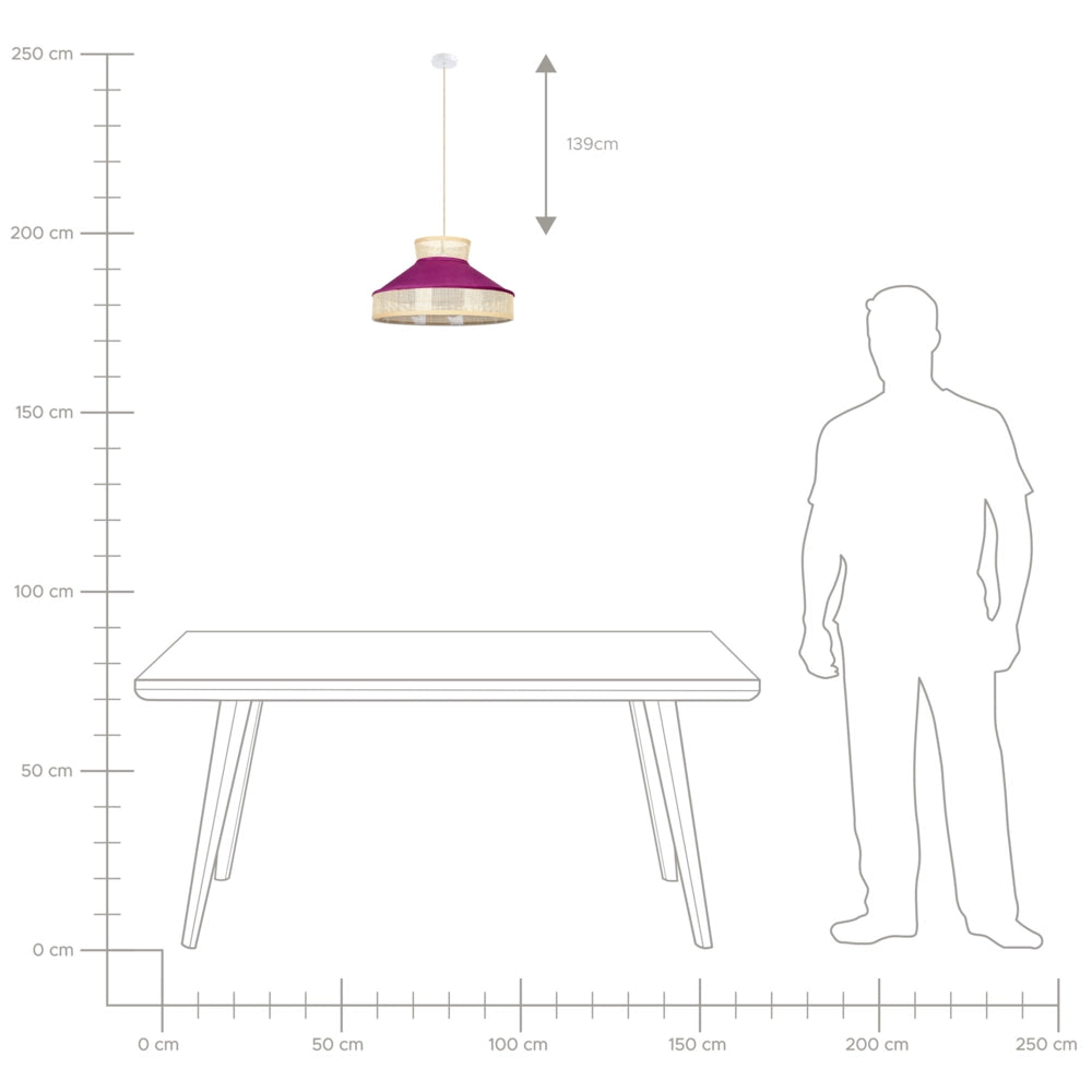 Lampadario lampada a sospensione in rattan rosa naturale con paralume in velluto boho illuminazione