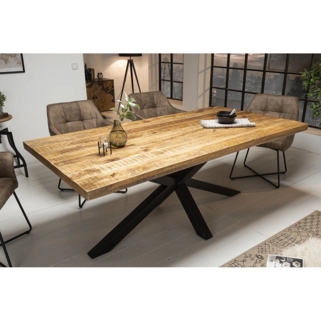 Tavolo da pranzo SOLARA 180 cm – Piano in legno massello di mango e metallo nero