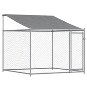 Gabbia Cani con Tetto e Porta Grigia 2x2x2 m in Acciaio Zincato CFW5121589