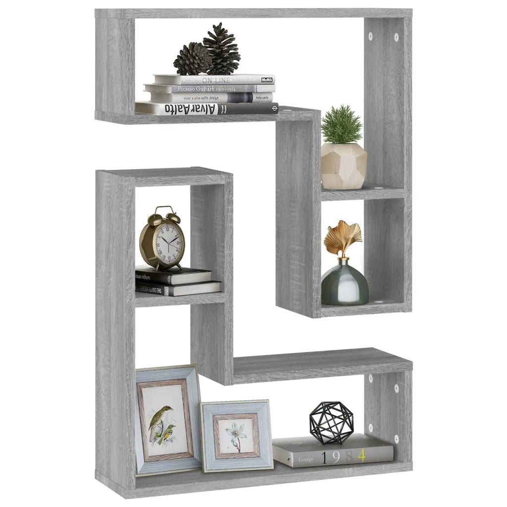 Mensole a Parete 2pz Grigio Sonoma 50x15x50cm Legno Multistrato 826642