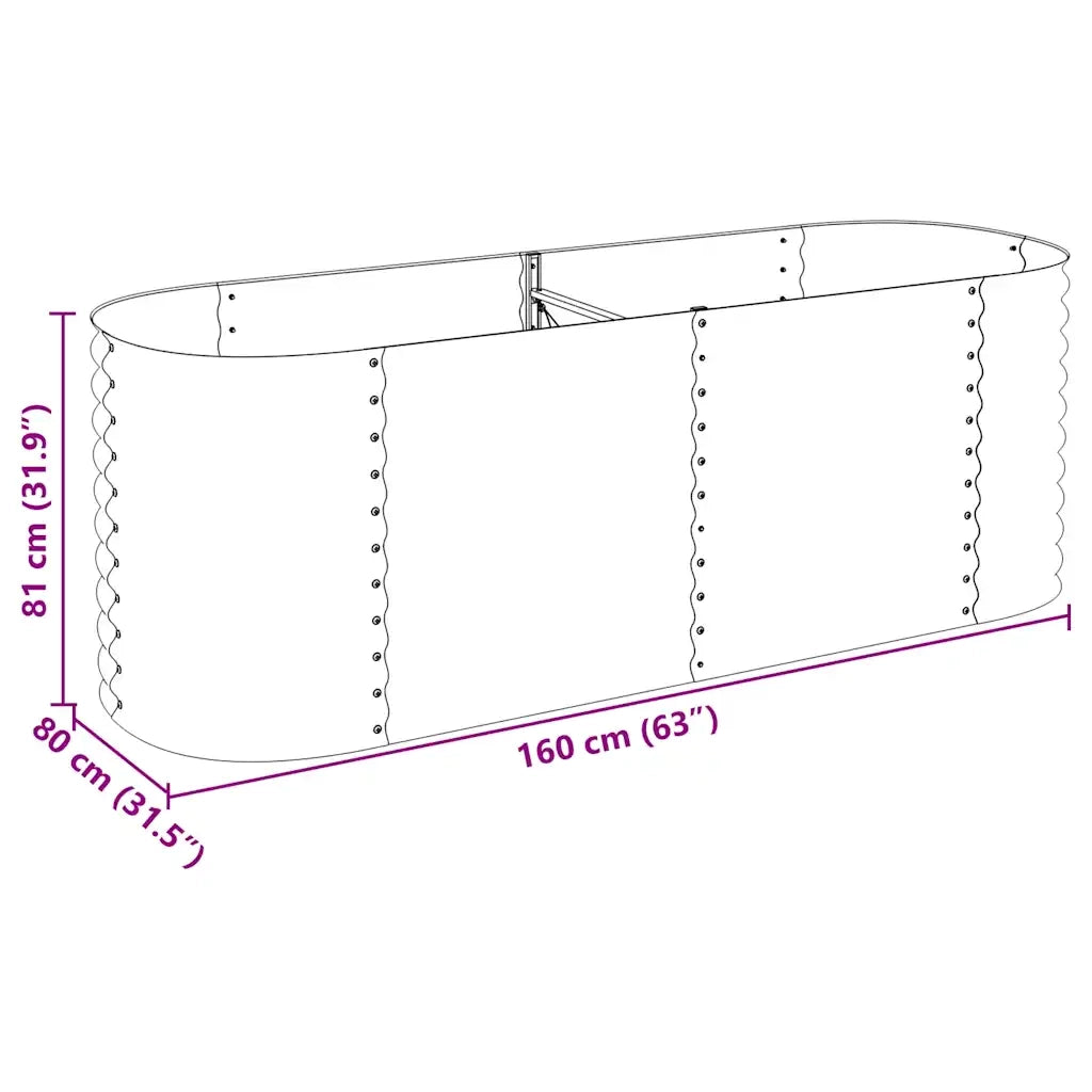 Letto Rialzato Giardino 240x80x81 cm in Acciaio Zincato Grigio