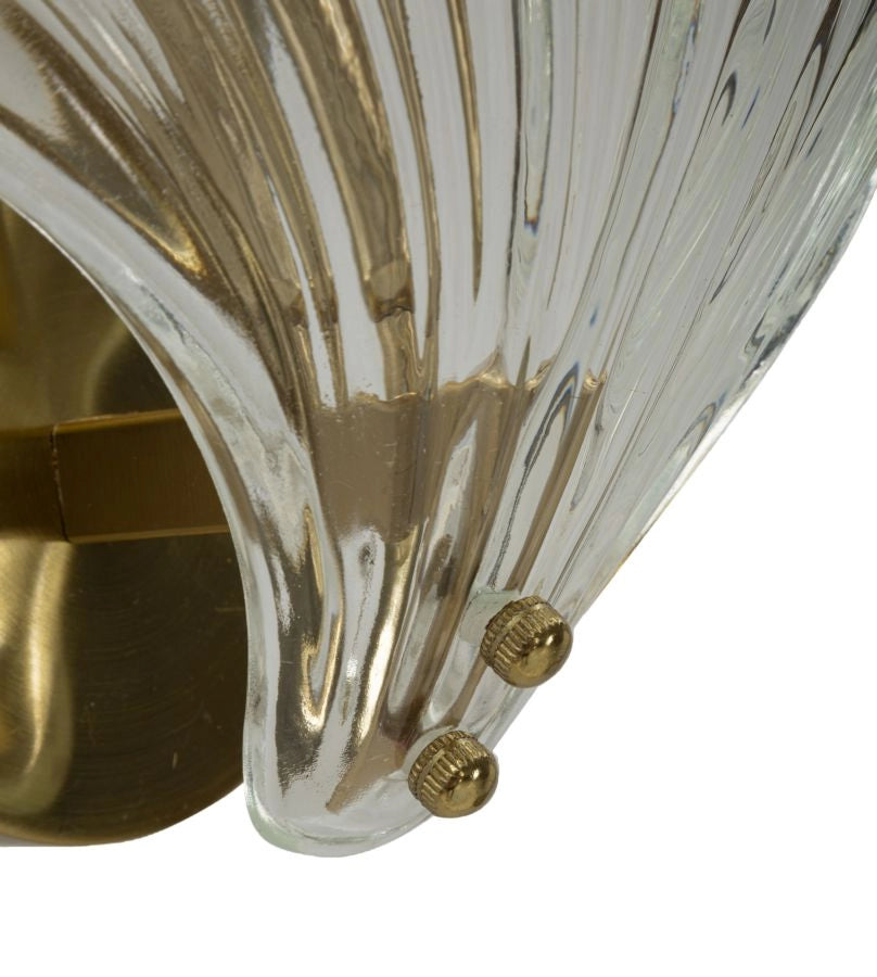 Lampada da Muro Shell 20x14x22 cm in Vetro e Ferro Oro e Naturale