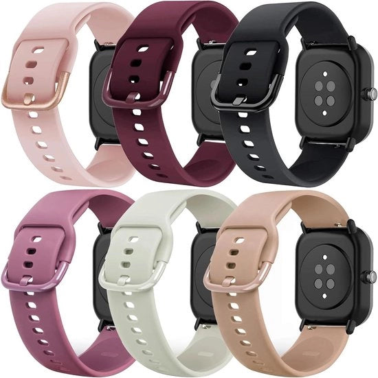 Pacco di 6 Cinturini di Orologio in Silicio per Amazfit GTS 4 Mini/GTS 4: Cinturini Sport per Uomini con Cinturini di Ricambio - Nero/Caffè/Blu.