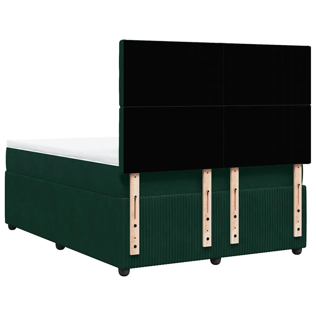 Giroletto a Molle con Materasso Verde Scuro 160x200 cm Velluto