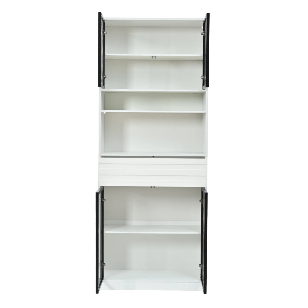 Vetrina con LED e 1 cassetto per soggiorno in MDF bianco 80 × 35 × 200 cm