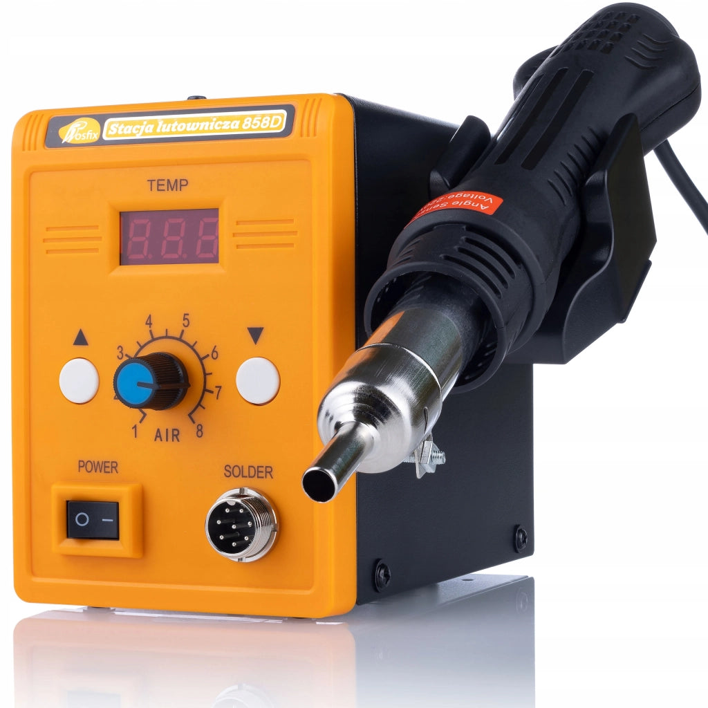 Stazione Saldante Hot-Air 858D – Potenza 700W, 3 Ugelli, Regolazione Temperatura 100–500°C