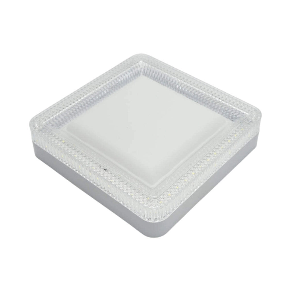 Plafoniera LED 24W, 220V, luce fredda 6500K, corpo quadrato 180x180x40mm, IP20.