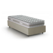 Letto singolo Agenta, Letto contenitore con rivestimento in tessuto, Made in Italy, Apertura frontale, con materasso cm 80x190 incluso, Beige