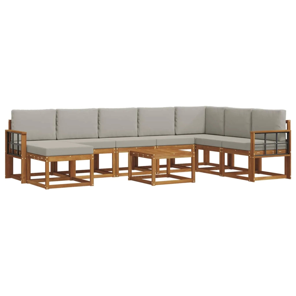 Set di divani da esterno 9 pcs Grigio Naturale e Chiaro 3366859