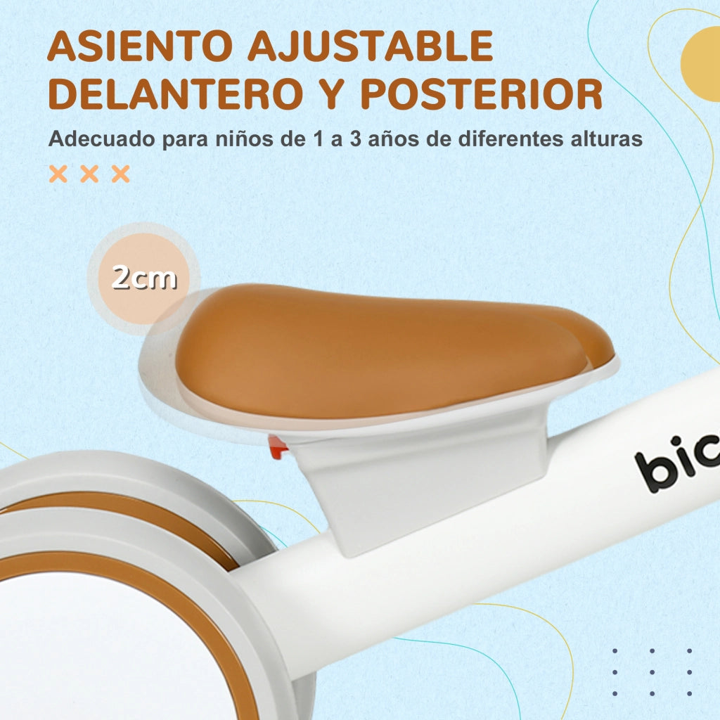 Bicicletta senza Pedali per Bambini 12-36 Mesi con Cestino e 4 Ruote Silenziose ¨C zephmum ¨C 56x27x39 cm Bianco