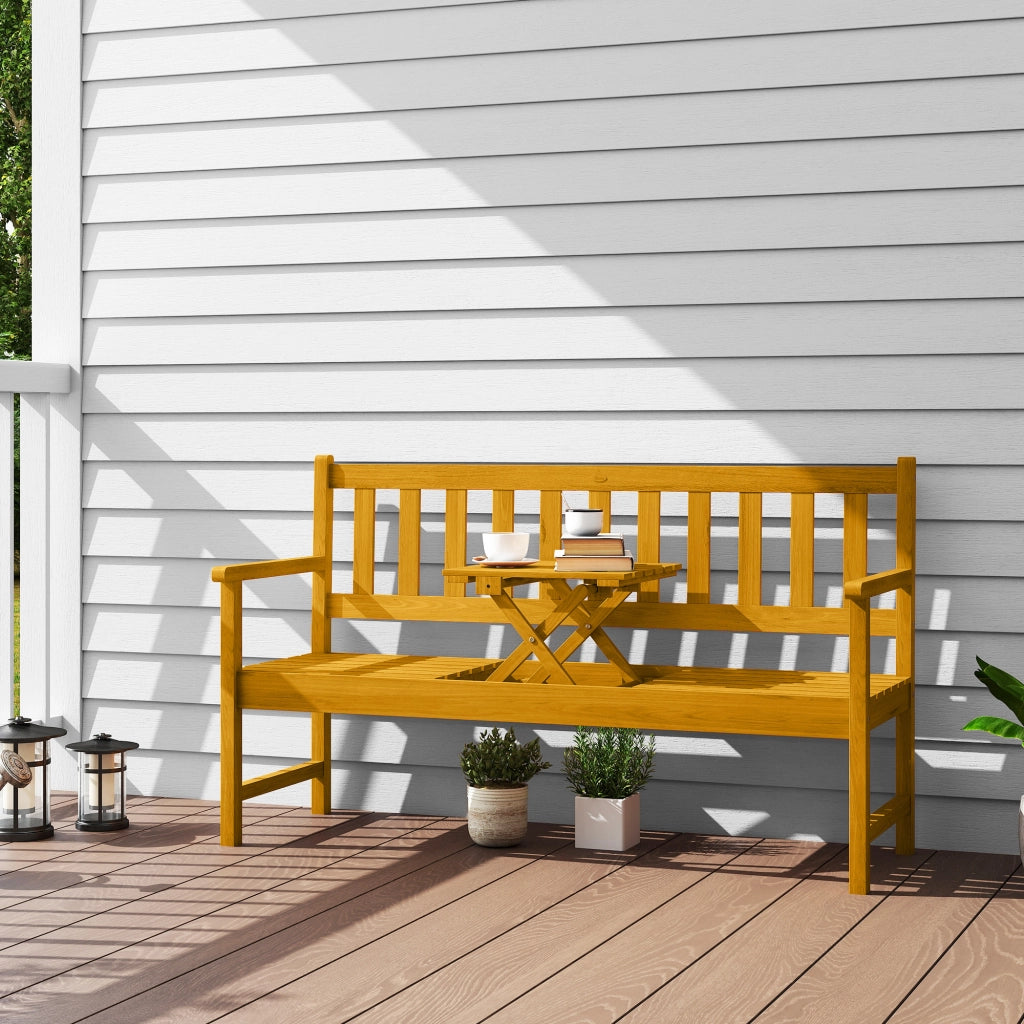 Panchina da Giardino 2 Posti in Legno Teak con Schienale e Braccioli ¨C Zephmum ¨C 149x56.5x89cm