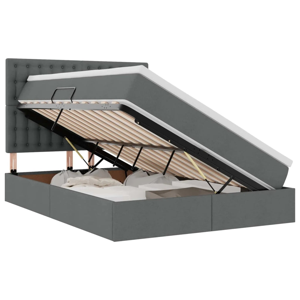 Letto con contenitore e materasso Grigio scuro 140 x 190 cm