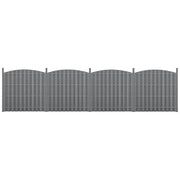 Set di 4 Pannelli Steccato ad Arco con Doghe in WPC e Base in Acciaio (AxL)185x747 cm - Grigio NEU.HOLZ
