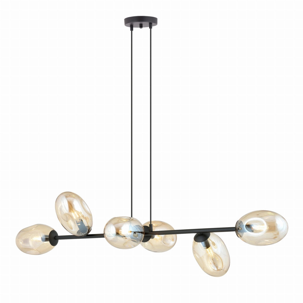 Lampadario Emibig Pandora 6 luci E14 vetro miele nero