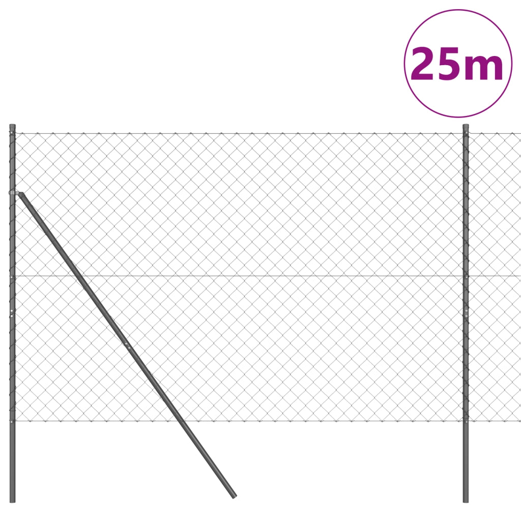Recinzione in rete metallica Set di 2 Grigio Acciaio 25 x 1.5 m