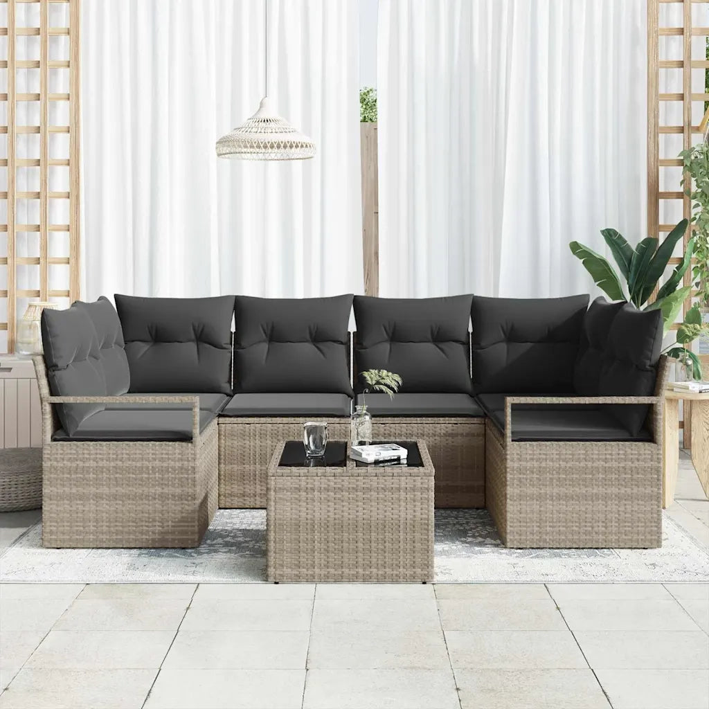 Set di divani 7 pcs Grigio chiaro e grigio scuro polyrattan 3346282