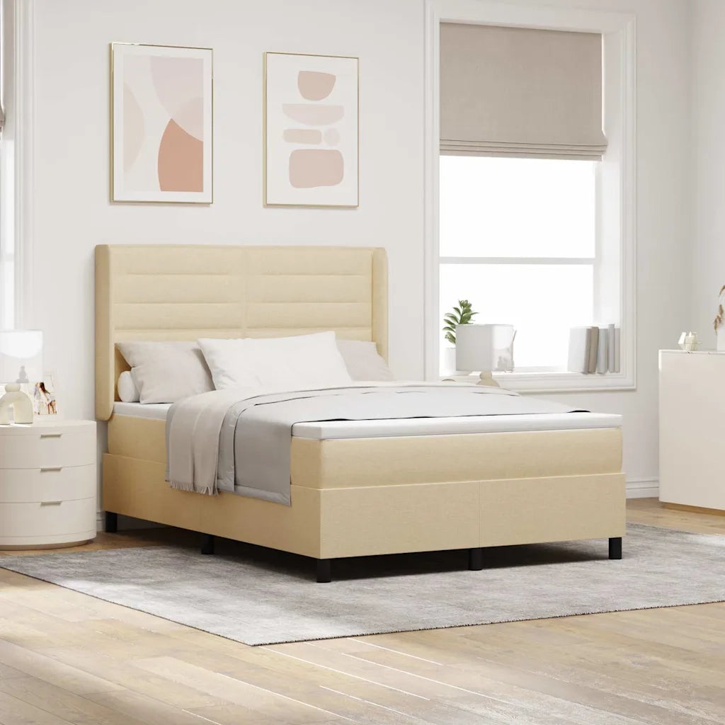 Letto a Sorgente LED con materasso Crema 140 x 190 cm Tessuto 3343439