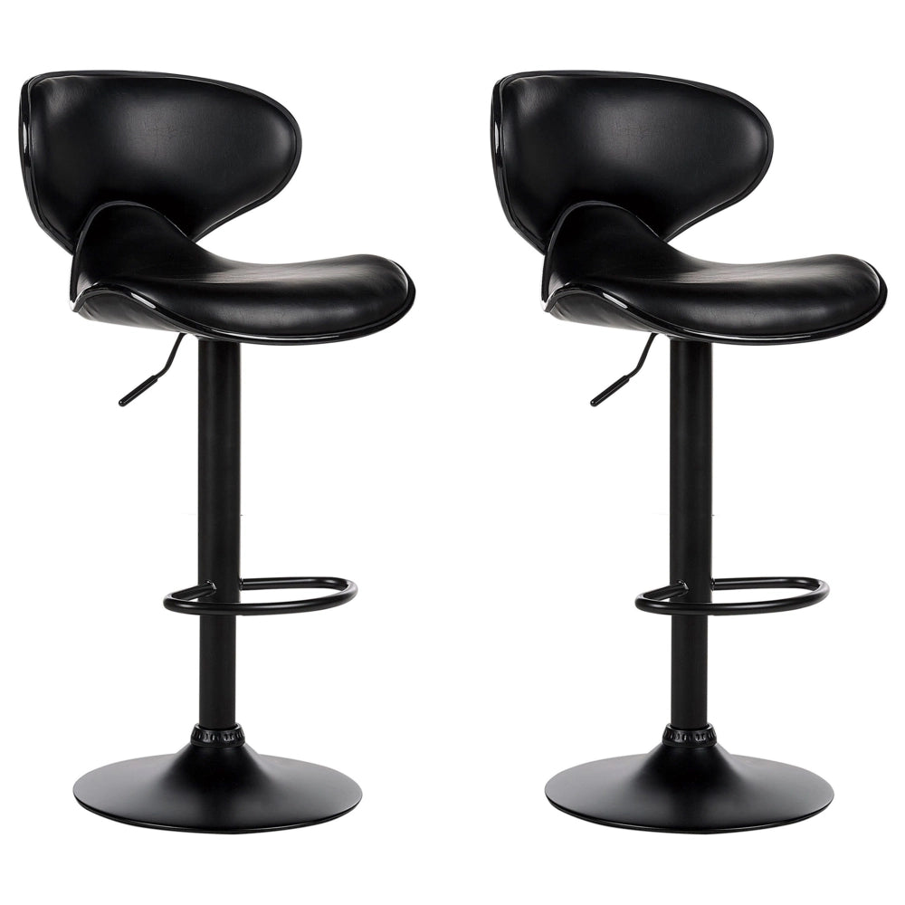 Set di 2 sgabelli moderni senza braccioli regolabili in altezza in ecopelle nero regolabile in altezza Glamour