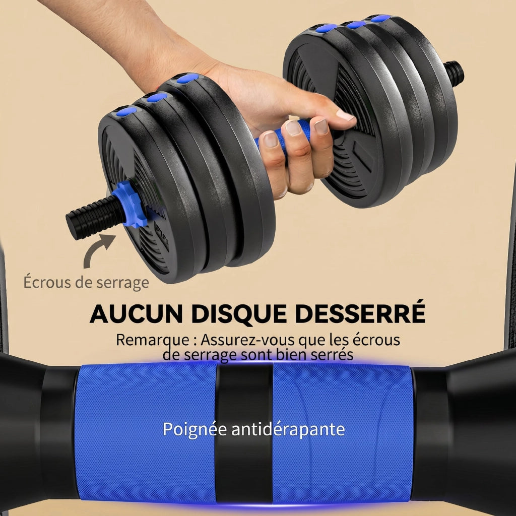 Kit Pesi Regolabili da 25 kg con Barra di Estensione ¨C zephmum ¨C Blu