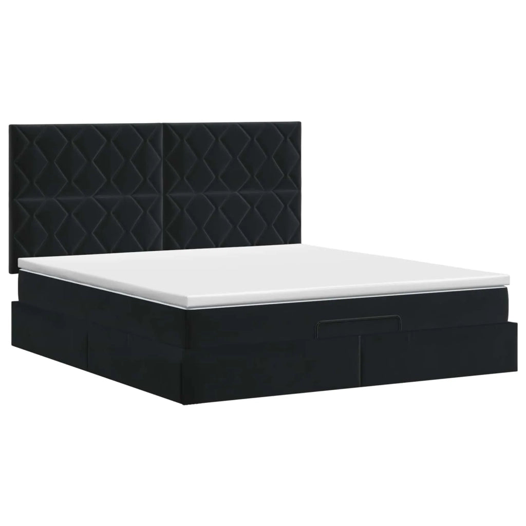 Letto ottomano con materasso Nero 140 x 200 cm Velluto 3457799