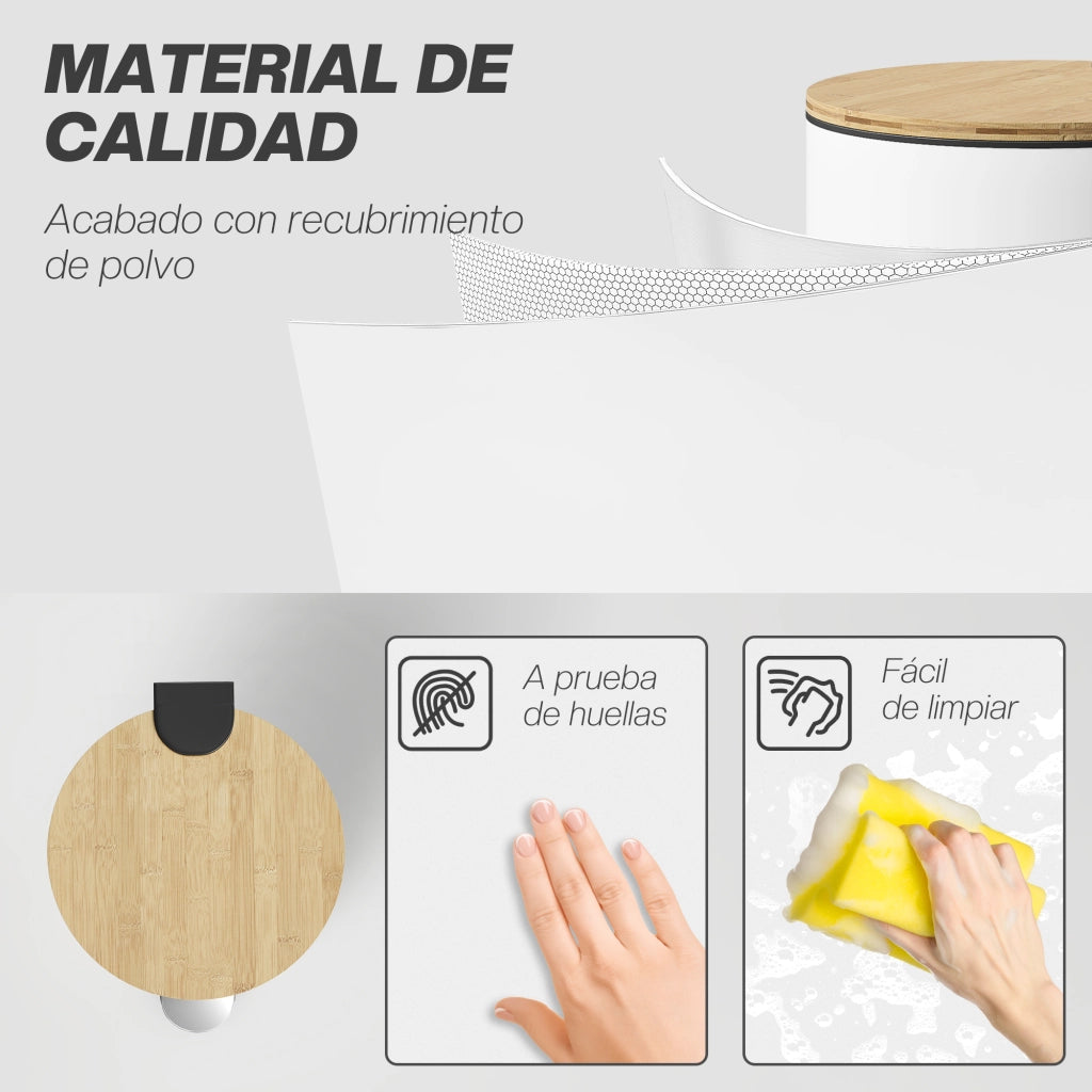 Pattumiera con Pedale 30L ¨C Xylo ¨C Coperchio Bamb¨´ Chiusura Soft Bianco
