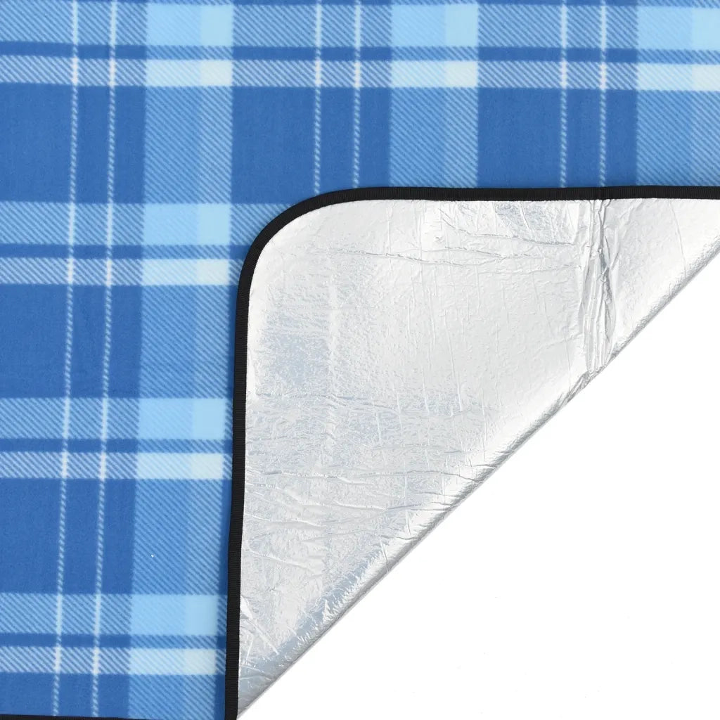 Tovaglia da Picnic Pieghevole A Quadri Blu 200x200 cm Velluto 4004208