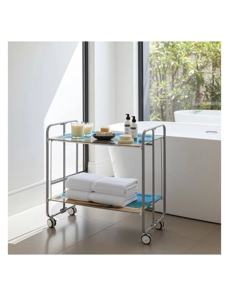 Carrello da cucina pieghevole grigio con ruote BAUHAUS 2 ripiani
