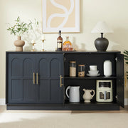 Madia contenitore 169 cm con ante curve e ripiani regolabili in MDF nero