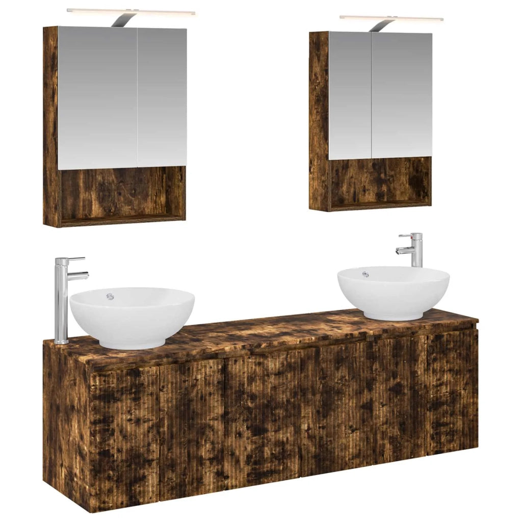 Set di Armadi da Bagno 5 pcs Rovere Fumo Legno ingegnerizzato 3406483