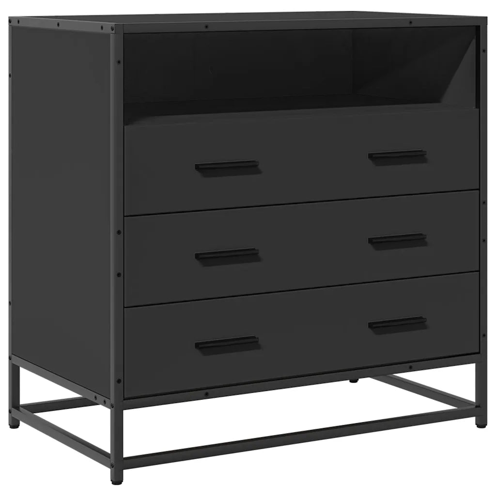 Cassettiera Nera 70x41x70 cm in Legno Multistrato 849084
