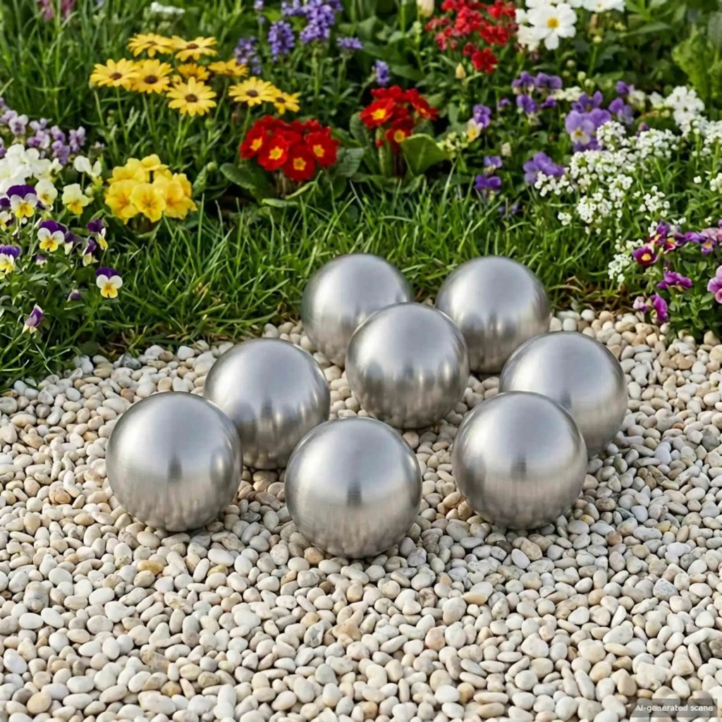 Palla Spazzolata 8 pcs Ø 5 cm Argento Acciaio Inossidabile 201 42008412