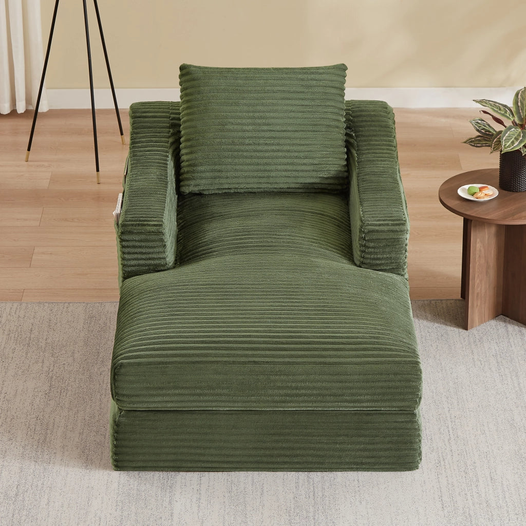 POLTRONA in velluto a coste verde 32x32x112 cm convertibile in piccolo letto