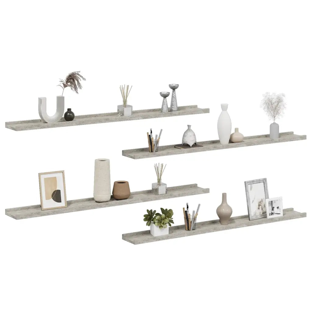 Mensole da Parete 4 pz Grigio Cemento 100x9x3 cm cod mxl 32811