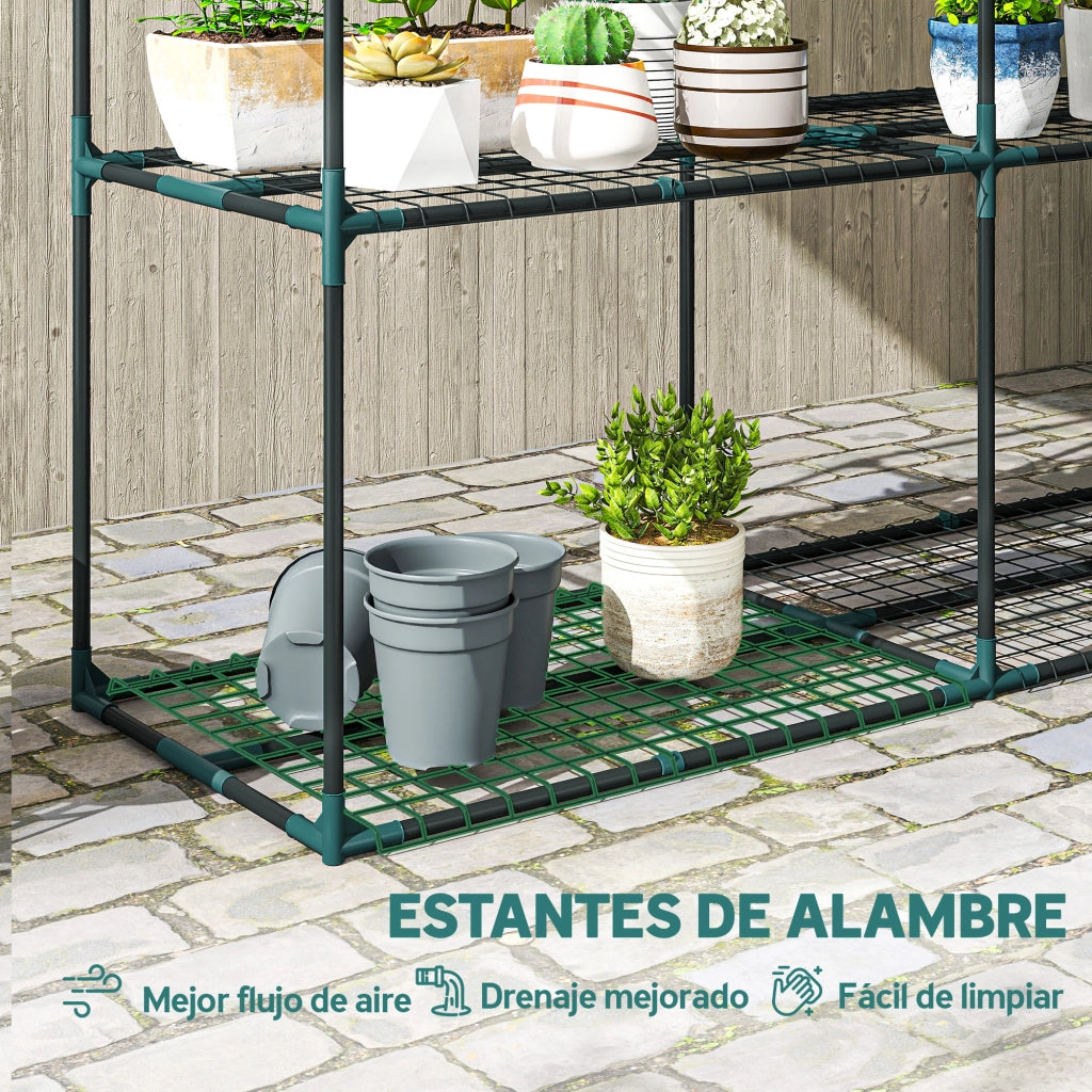 Scaffale per Piante 3 Livelli ¨C Zephmum ¨C Verde 143x48x100 cm