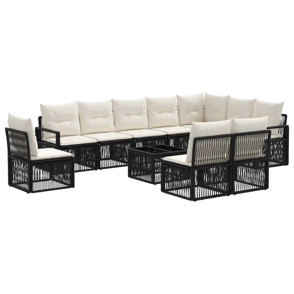 Set Divano da Giardino 11 pcs Nero polyrattan 3435742