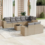 Set Divano da Giardino 9 pz con Cuscini Beige in Polyrattancod mxl 89355