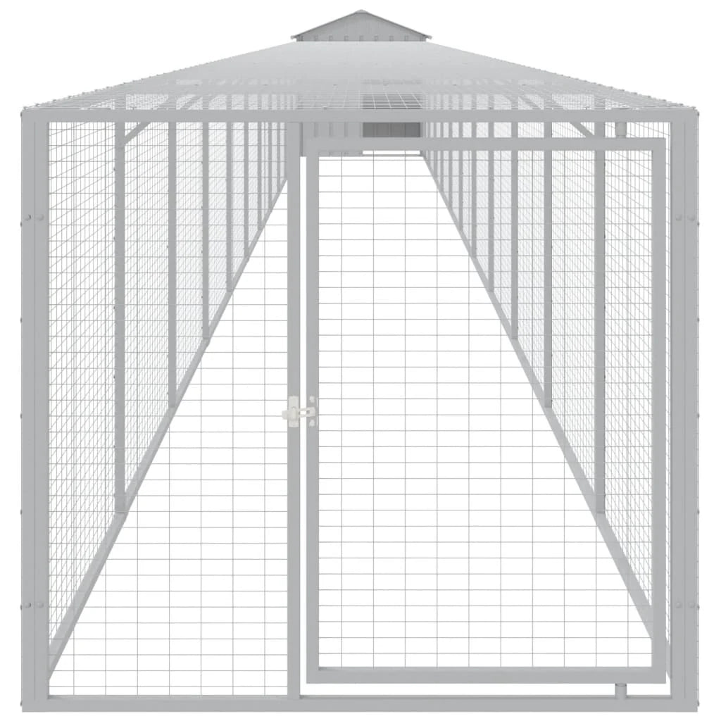 Recinto per pollaio con recinto per galline con cortile libero 117 x 1221 x 123 cm in acciaio zincato grigio 02_0043957