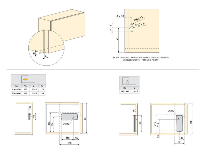 Meccanismo per Ante a Ribalta Microwinch Forza 10 Kg Plastica Grigia Acciaio e Tecnoplastica Emuca